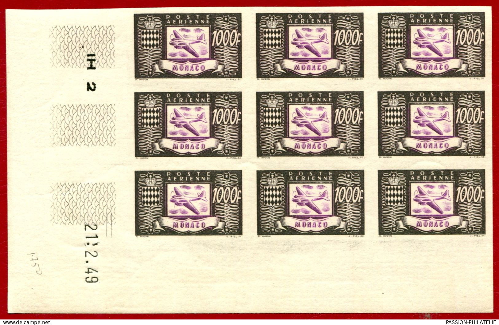 MONACO Poste Aérienne PA 42 43 44 Blocs De COINS DATES 27 Timbres Non Dentelés / 1949  / Qualité ** Cote: +2400 - Posta Aerea