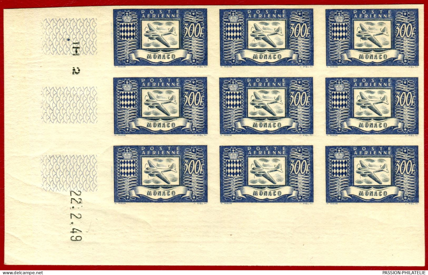 MONACO Poste Aérienne PA 42 43 44 Blocs De COINS DATES 27 Timbres Non Dentelés / 1949  / Qualité ** Cote: +2400 - Poste Aérienne