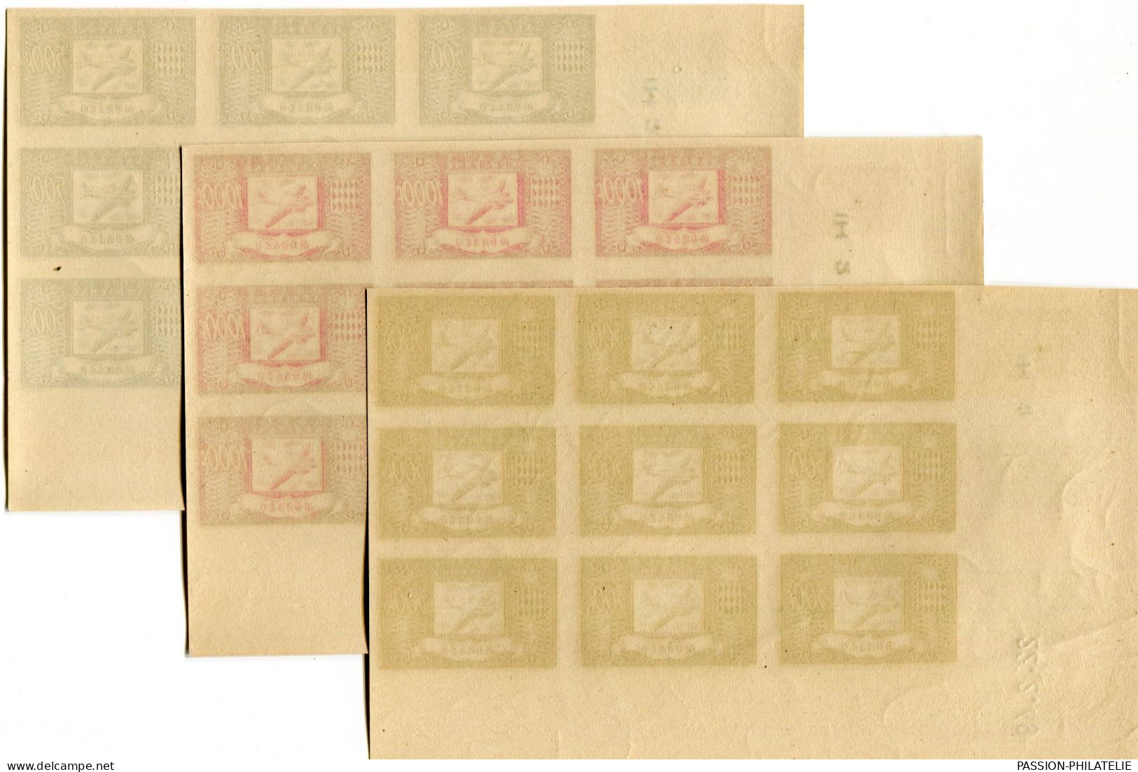 MONACO Poste Aérienne PA 42 43 44 Blocs De COINS DATES 27 Timbres Non Dentelés / 1949  / Qualité ** Cote: +2400 - Airmail