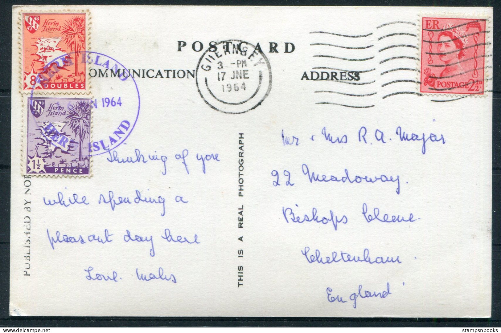 1964 Rosaire Landing, Herm Postcard - Cheltenham - Guernsey