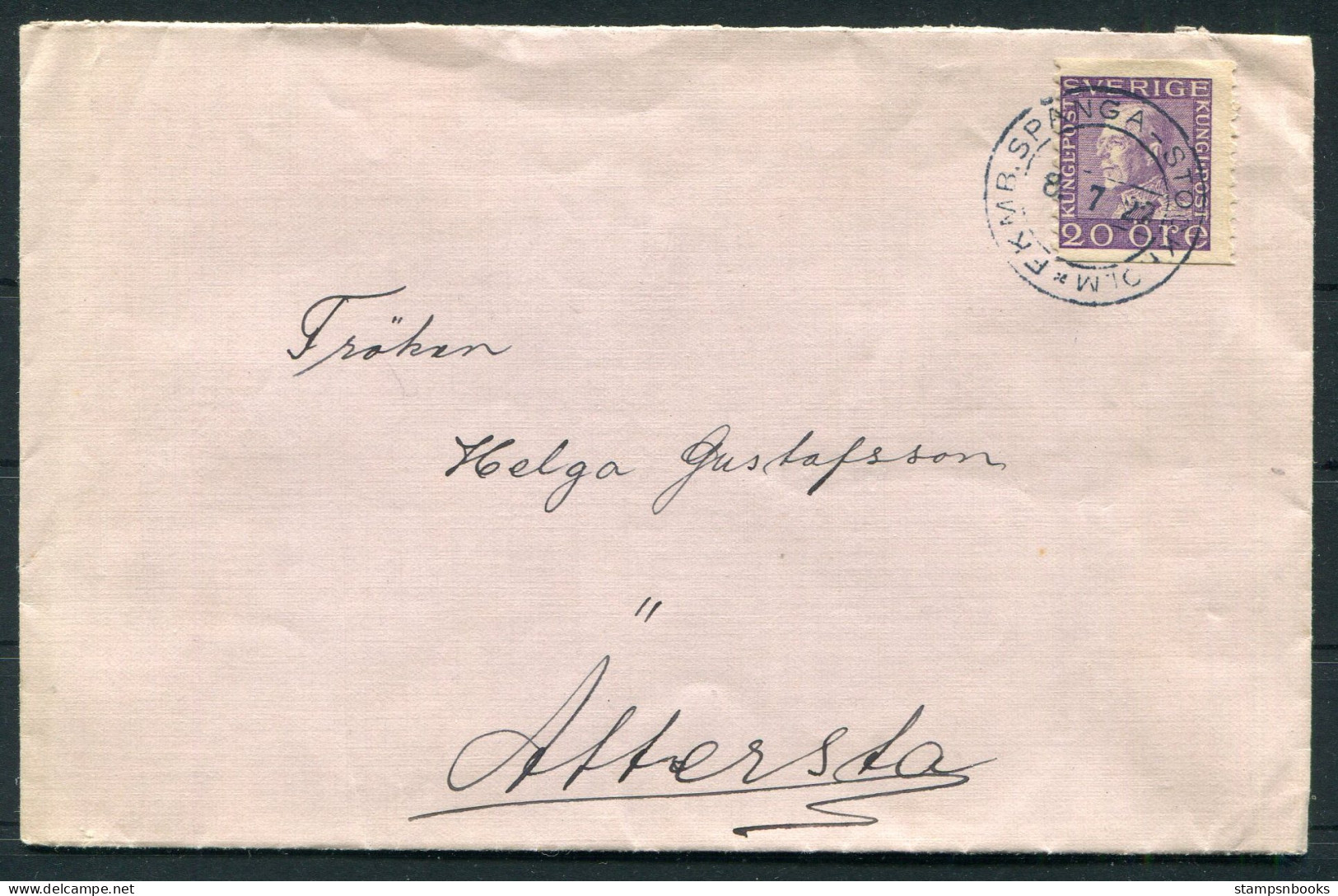 1922 Sweden FKMB Spanga - Stockholm Railway Cover  - Brieven En Documenten