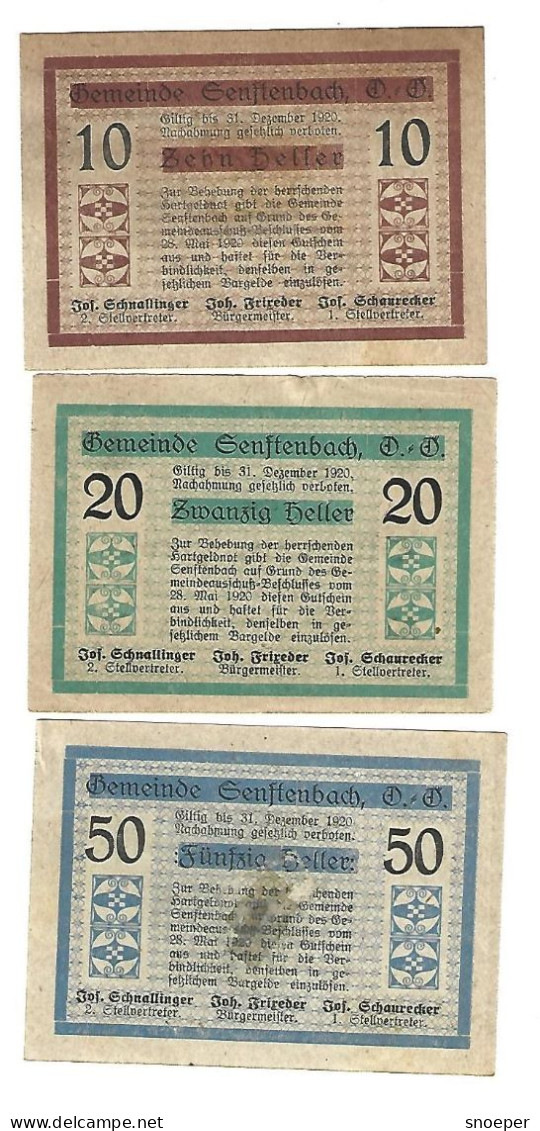 **notgeld   Austria Senftenbach  Serie Compleet 992a  Cat Val 6 Euro - Oesterreich