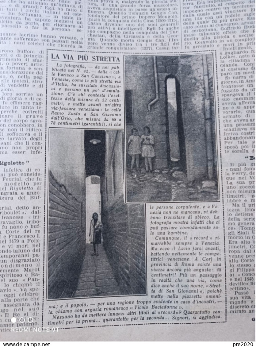 DOMENICA DEL CORRIERE 1930 SAN GIACOMO DALL’ORIO CORI LAVINA IMPERIA ARTICOLO DI SABATINO LOPEZ - Andere & Zonder Classificatie