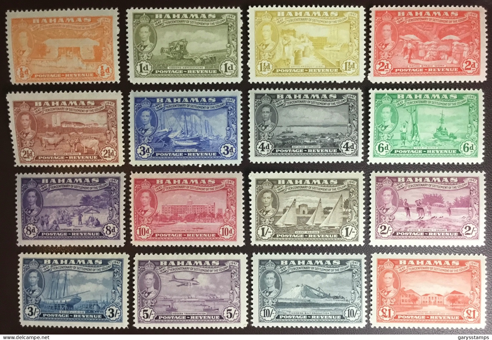 Bahamas 1948 Tercentenary Set MLH - 1859-1963 Kolonie Van De Kroon