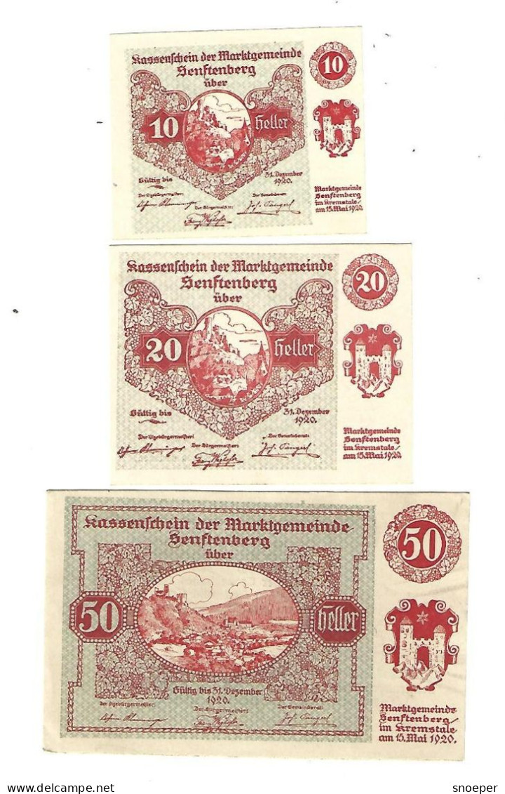 **notgeld   Austria Senftenberg  Serie Compleet 993.1a - Oesterreich