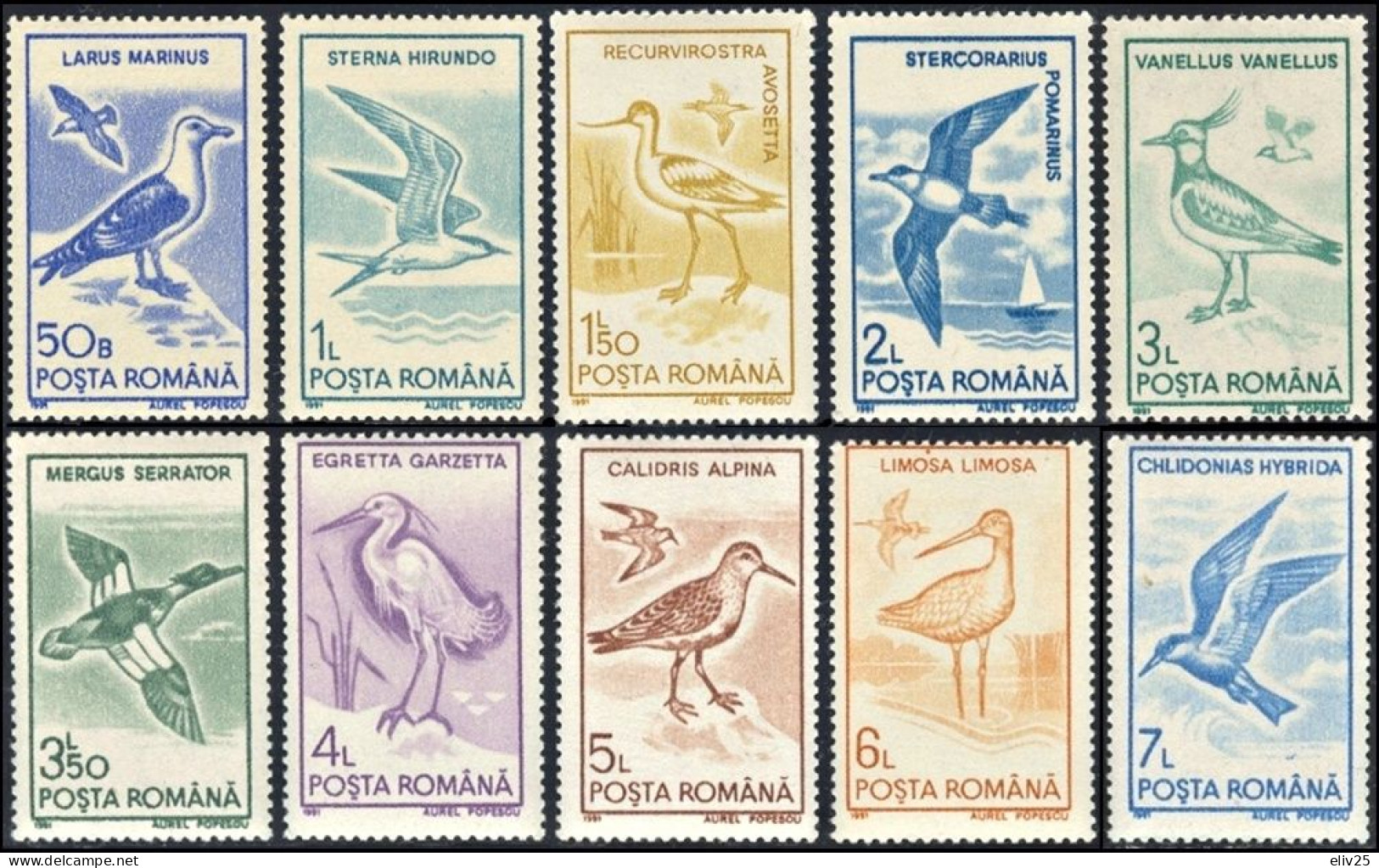 Romania 1991, Birds - 10 V. MNH - Andere & Zonder Classificatie