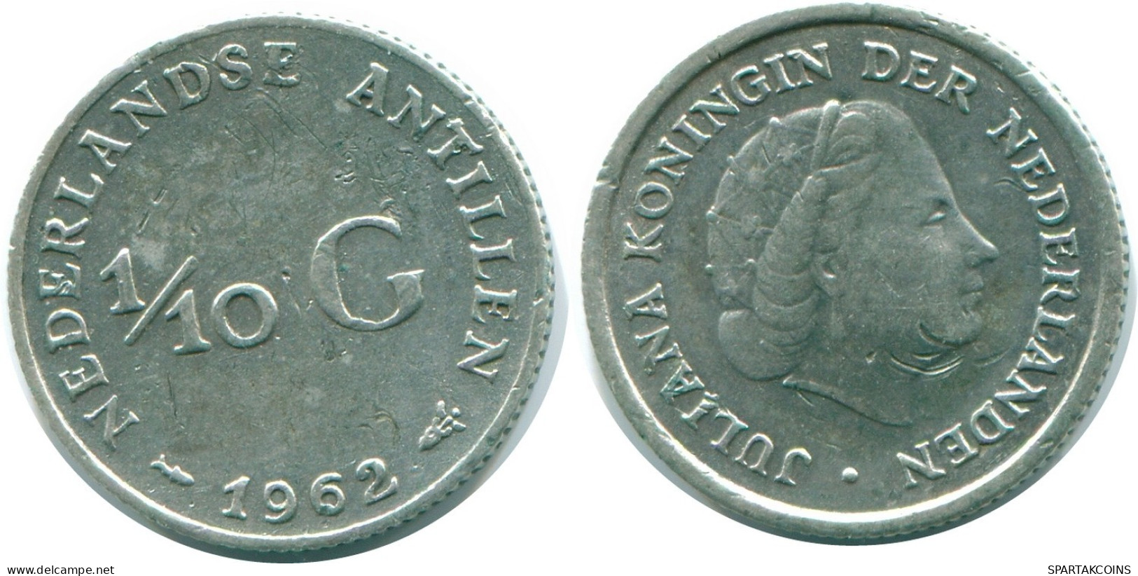 1/10 GULDEN 1962 ANTILLAS NEERLANDESAS PLATA Colonial Moneda #NL12365.3.E.A - Nederlandse Antillen