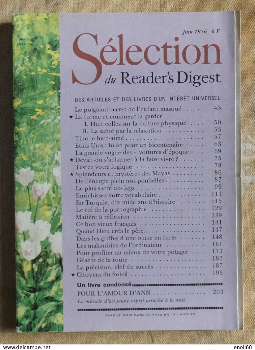 Sélection Du Reader's Digest Juin 1976 Tino Rossi, Mayas, Turquie, Soleil... - Autres & Non Classés