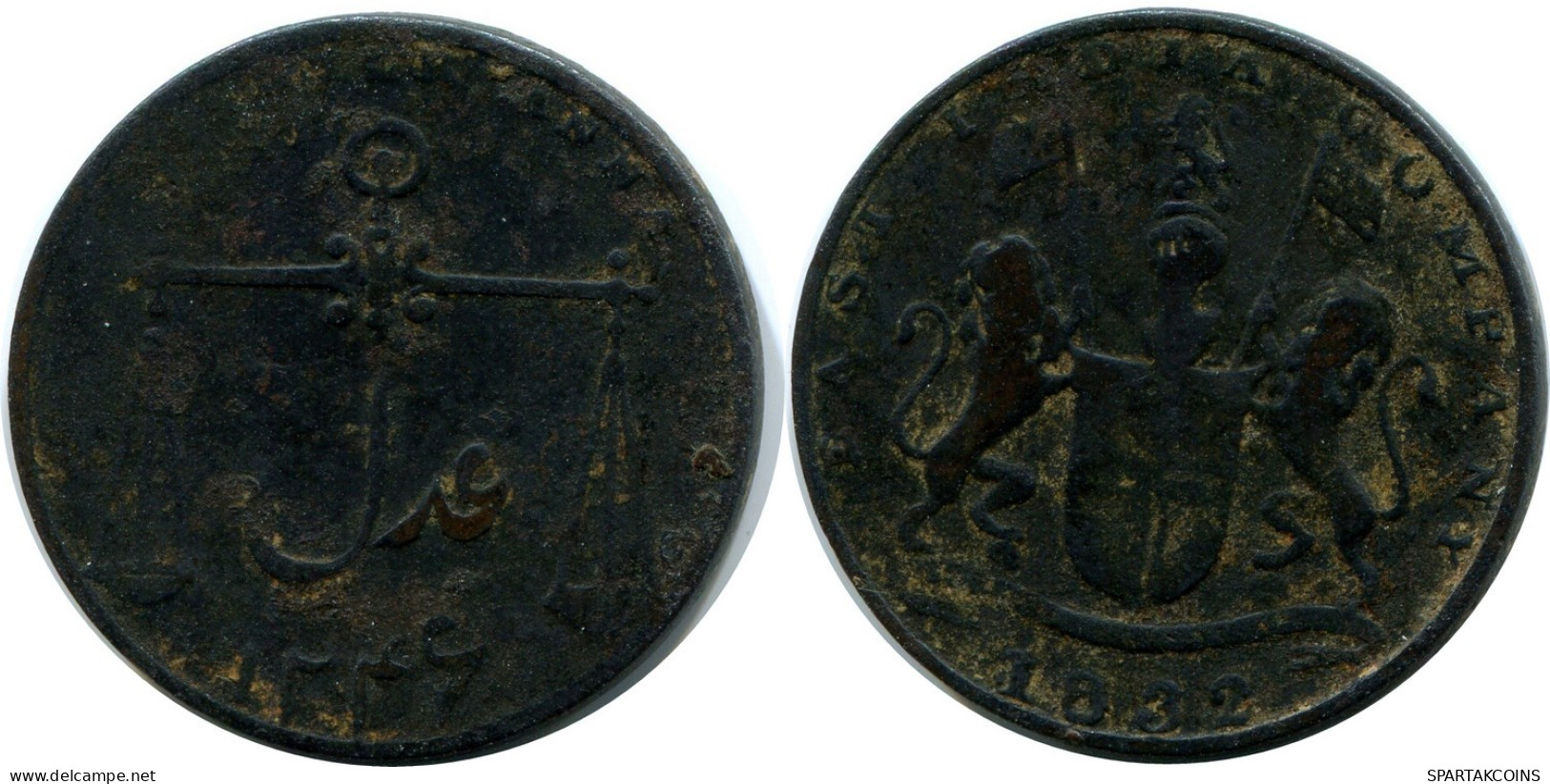 1/4 ANNA 1832 INDIA-BRITISH East INDIA-BRITISH Company Moneda #AY953.E.A - Indien