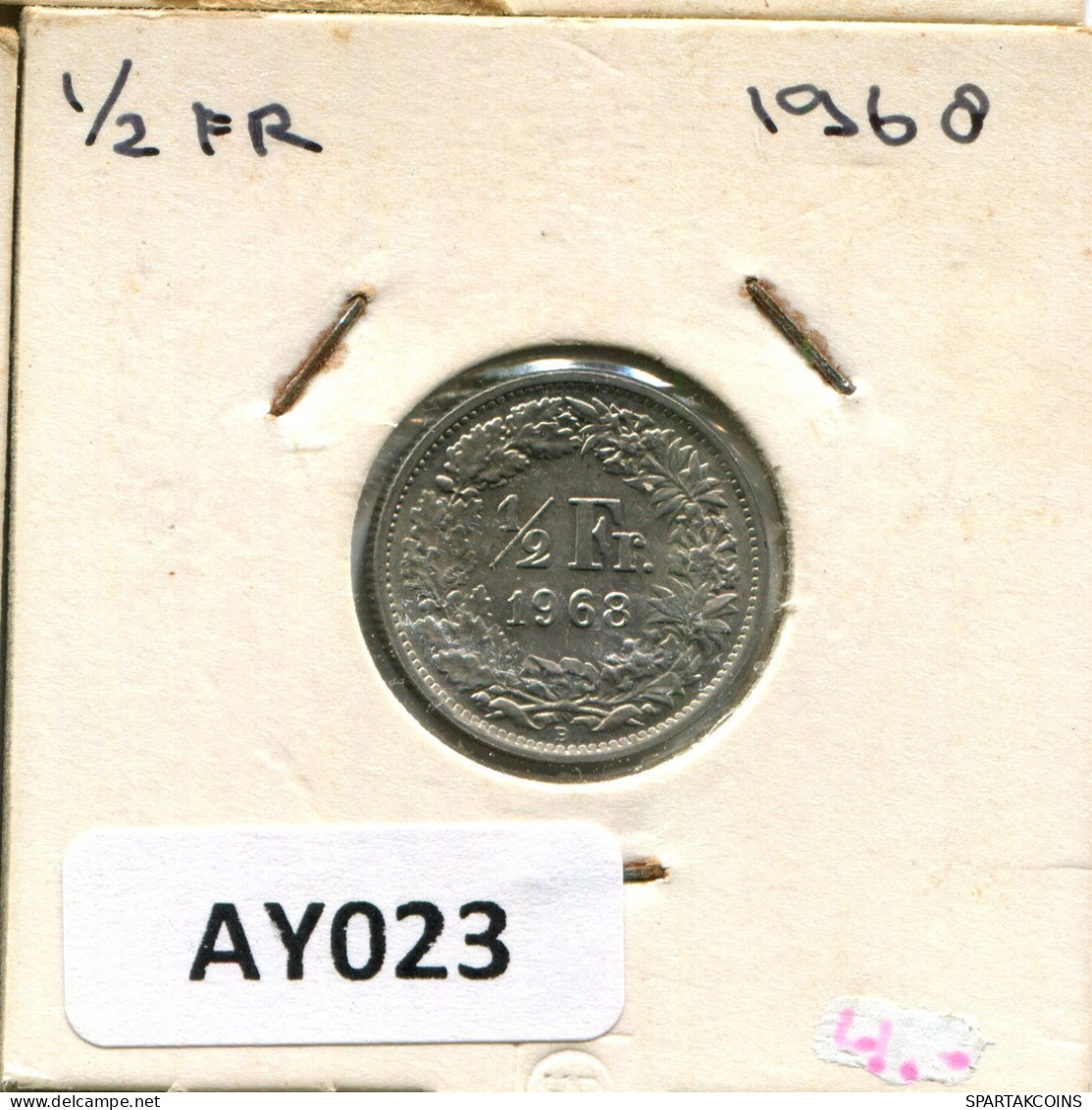 1/2 FRANC 1968 SUIZA SWITZERLAND Moneda #AY023.3.E.A - Other & Unclassified
