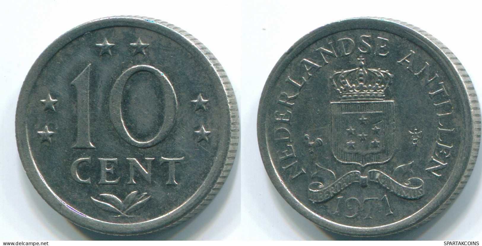 10 CENTS 1971 NIEDERLÄNDISCHE ANTILLEN Nickel Koloniale Münze #S13473.D.A - Netherlands Antilles