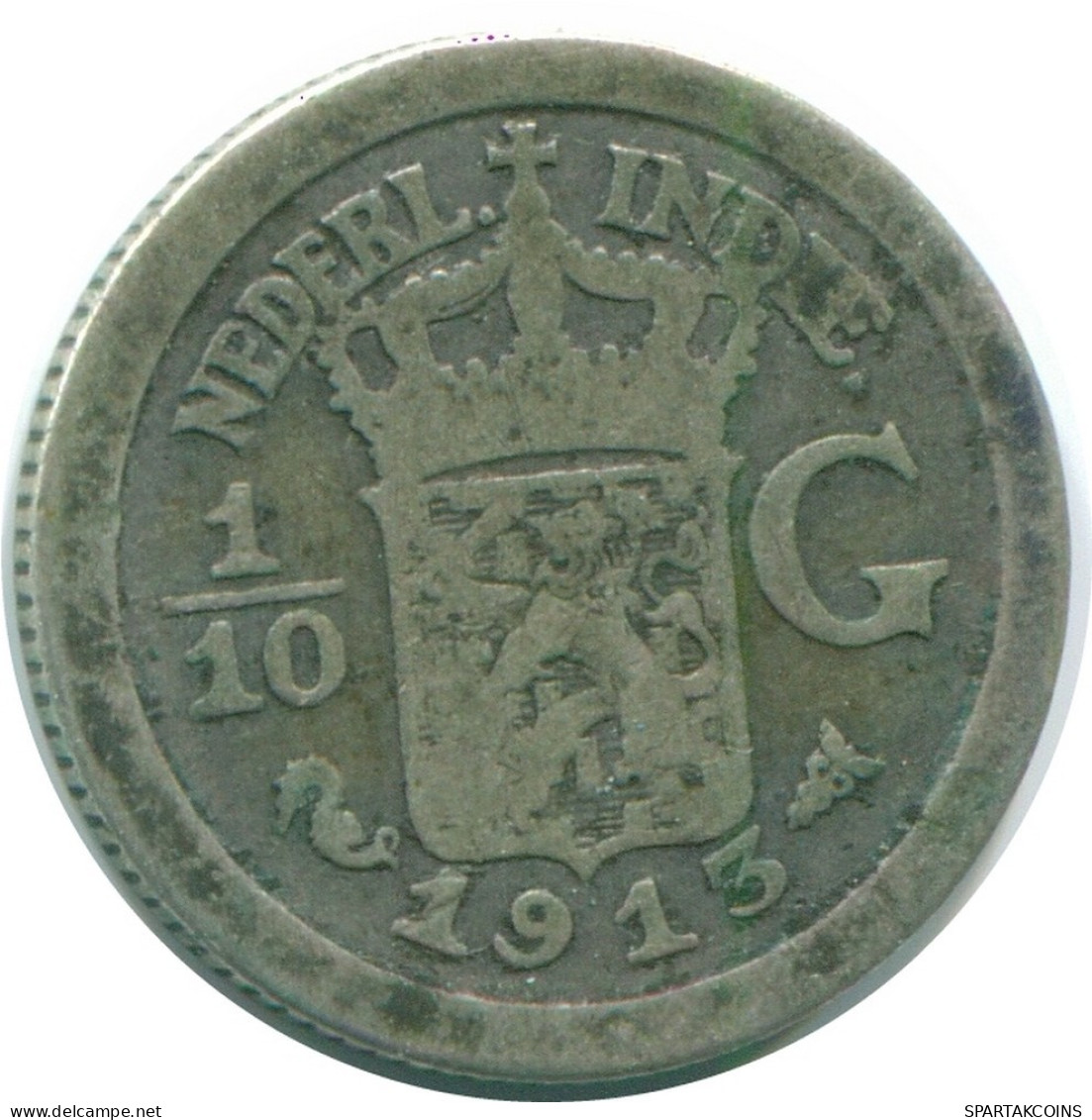 1/10 GULDEN 1913 INDIAS ORIENTALES DE LOS PAÍSES BAJOS PLATA #NL13284.3.E.A - Indes Neerlandesas