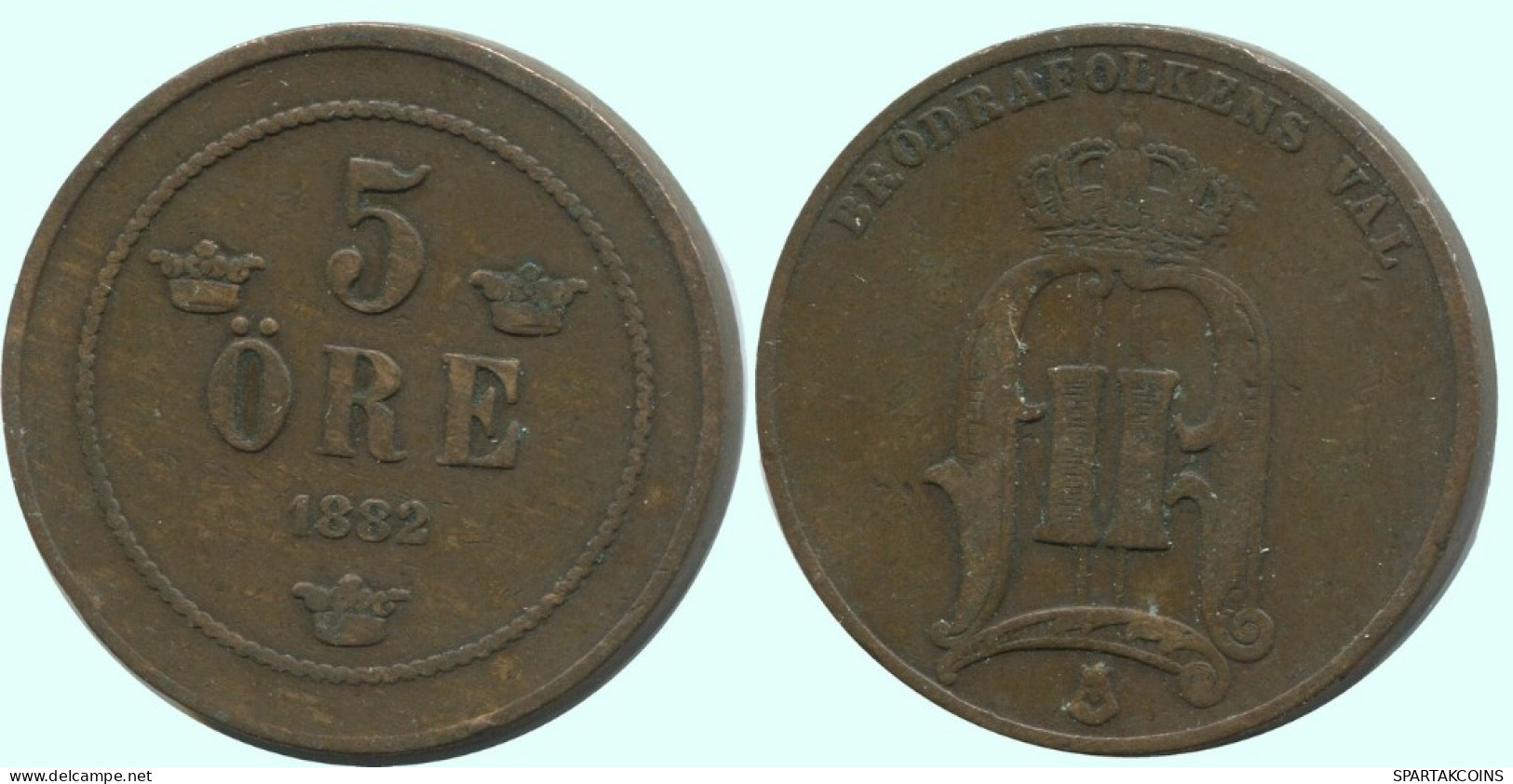 5 ORE 1882 SWEDEN Coin #AC604.2.U.A - Sweden