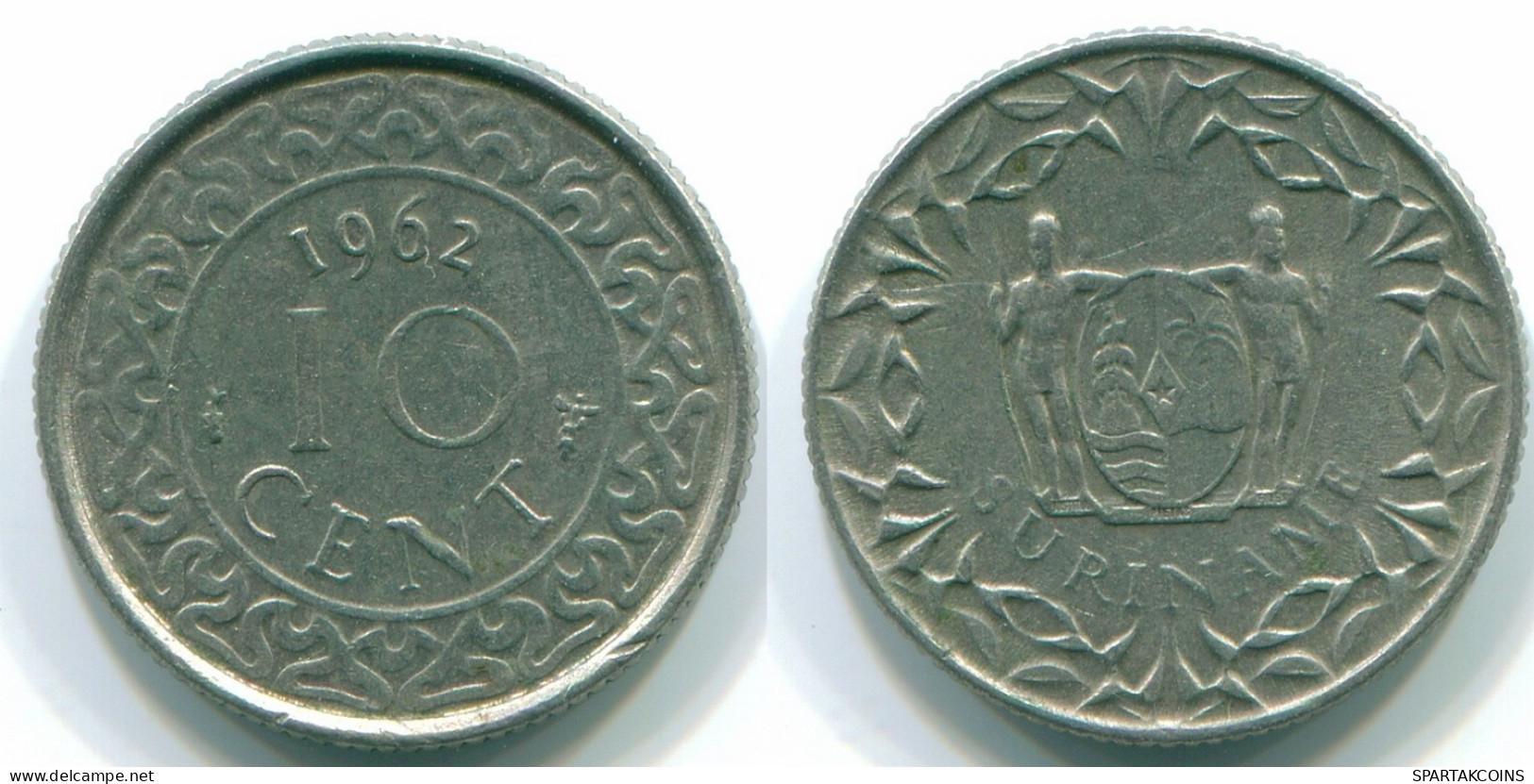 10 CENTS 1962 SURINAME NEERLANDÉS NETHERLANDS Nickel Colonial Moneda #S13200.E.A - Surinam 1975 - ...