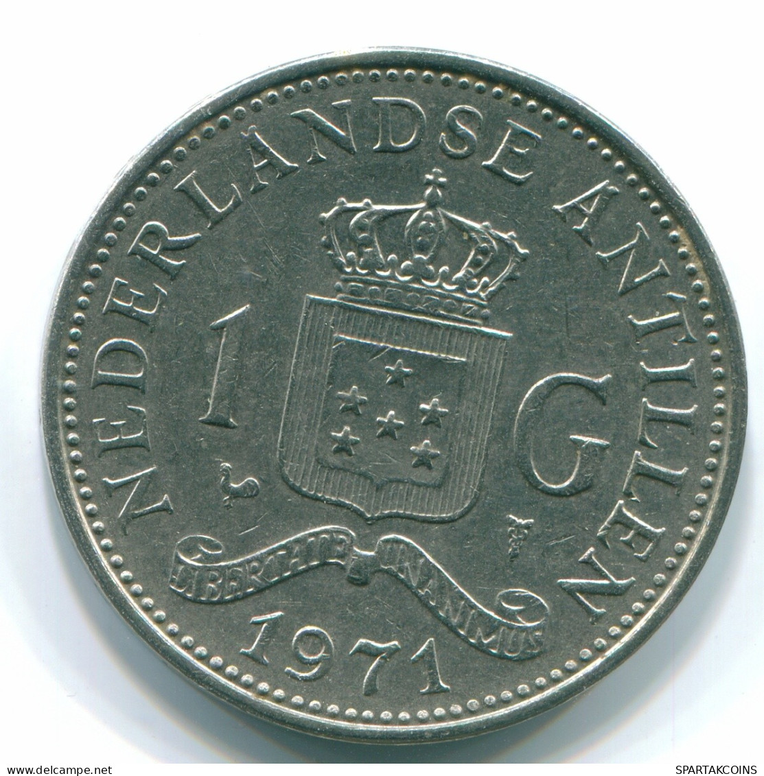 1 GULDEN 1971 ANTILLES NÉERLANDAISES Nickel Colonial Pièce #S11995.F.A - Nederlandse Antillen