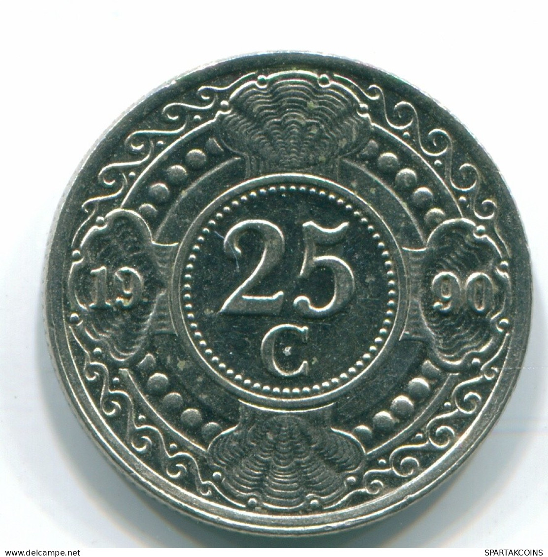 25 CENTS 1990 ANTILLES NÉERLANDAISES Nickel Colonial Pièce #S11262.F.A - Netherlands Antilles