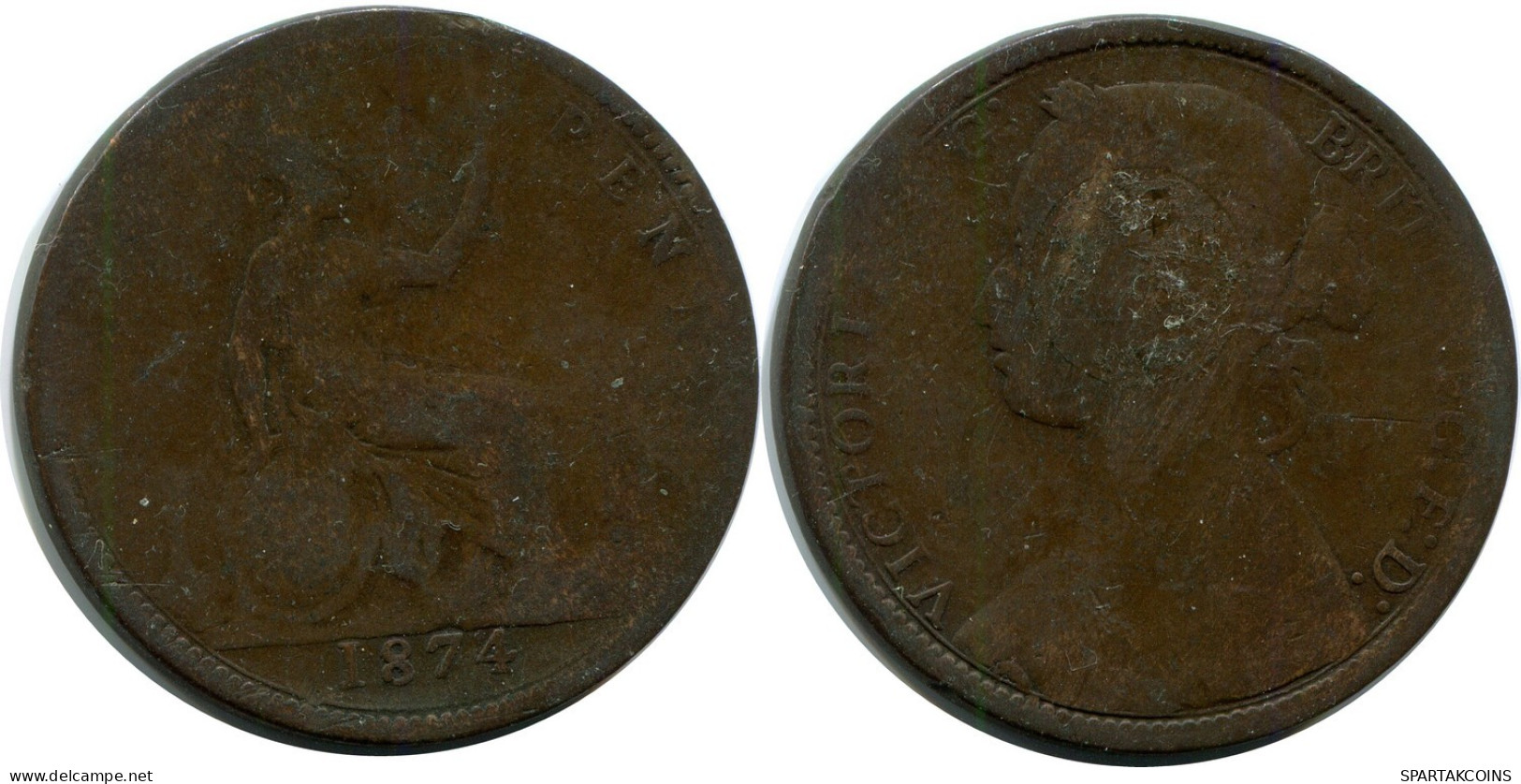 PENNY 1874 UK GROßBRITANNIEN GREAT BRITAIN Münze #AZ737.D.A - D. 1 Penny