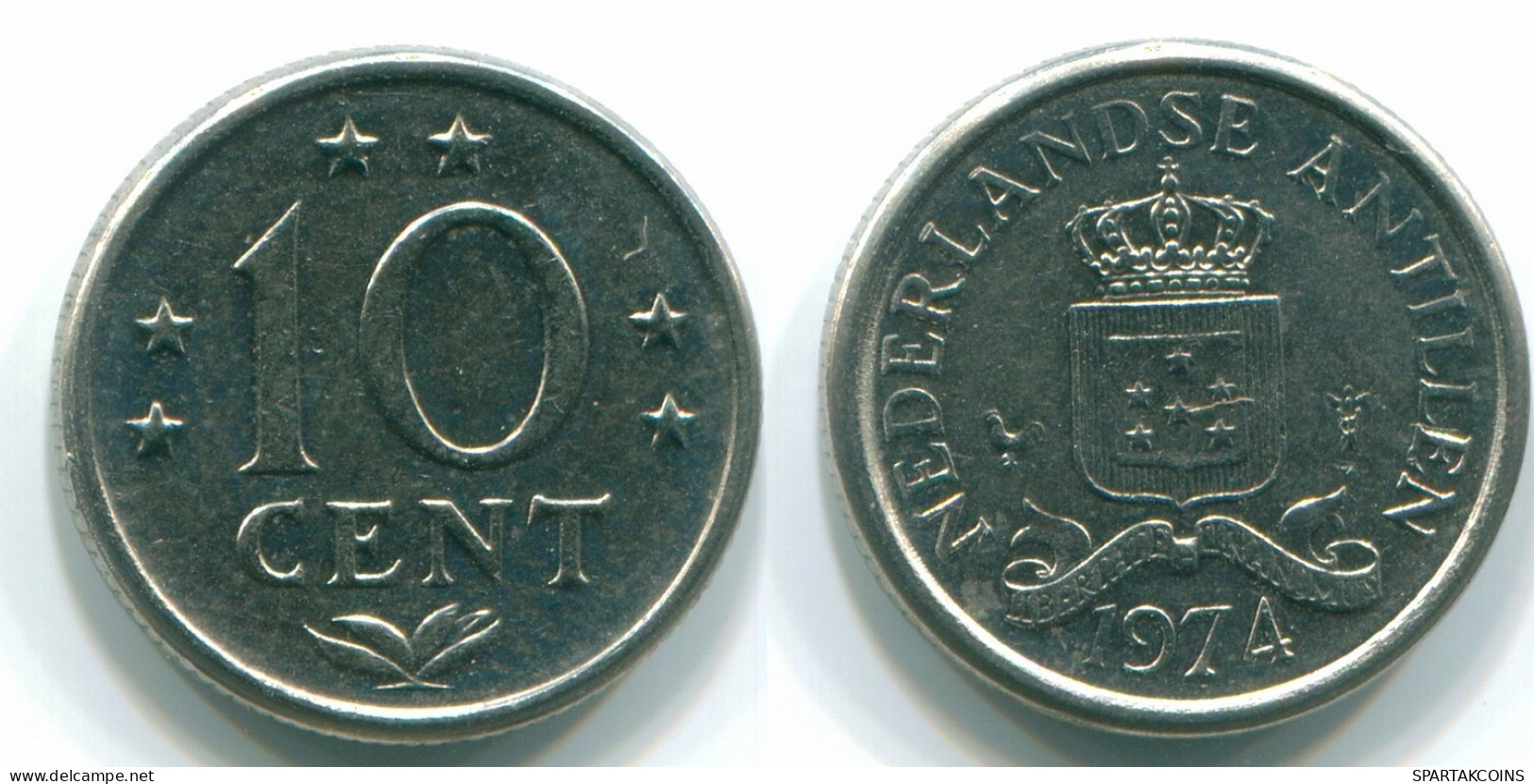 10 CENTS 1974 ANTILLAS NEERLANDESAS Nickel Colonial Moneda #S13535.E.A - Nederlandse Antillen