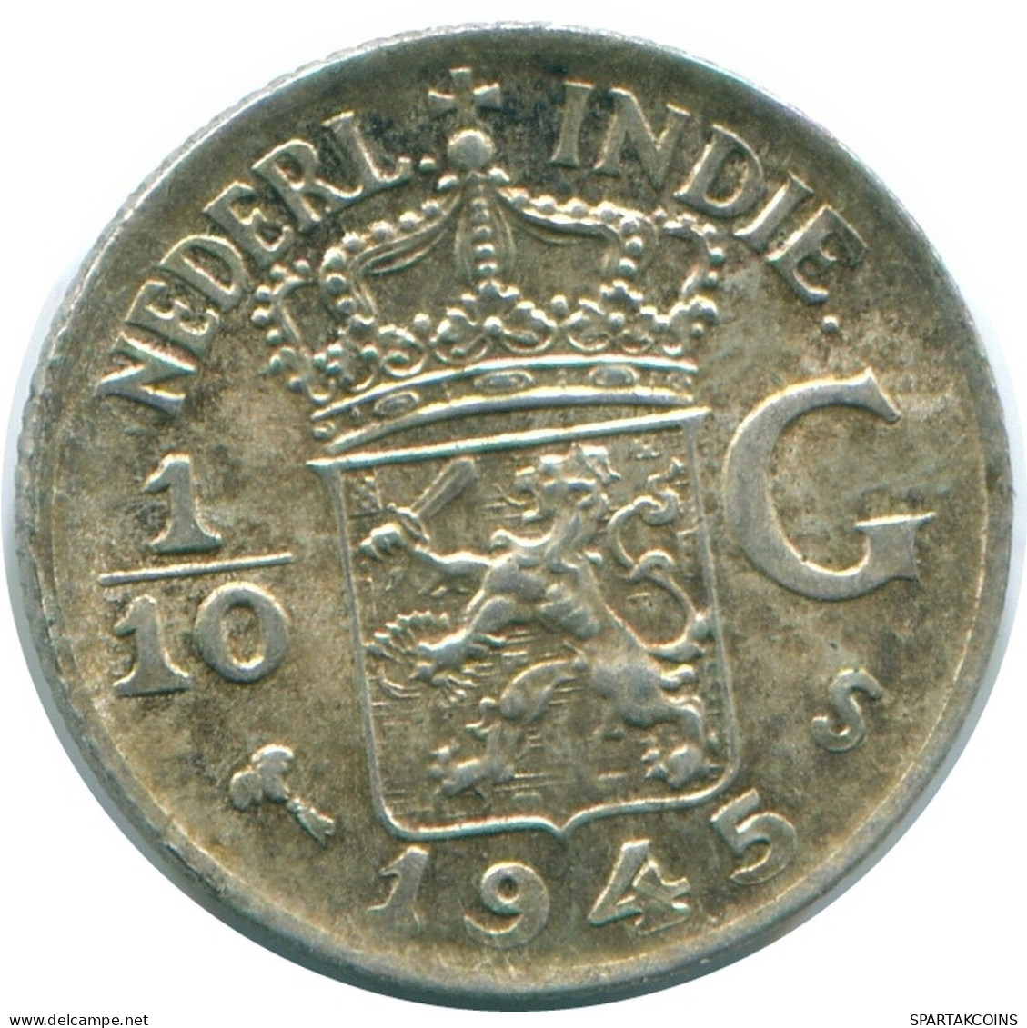 1/10 GULDEN 1945 S NETHERLANDS EAST INDIES SILVER Colonial Coin #NL14221.3.U.A - Indes Neerlandesas