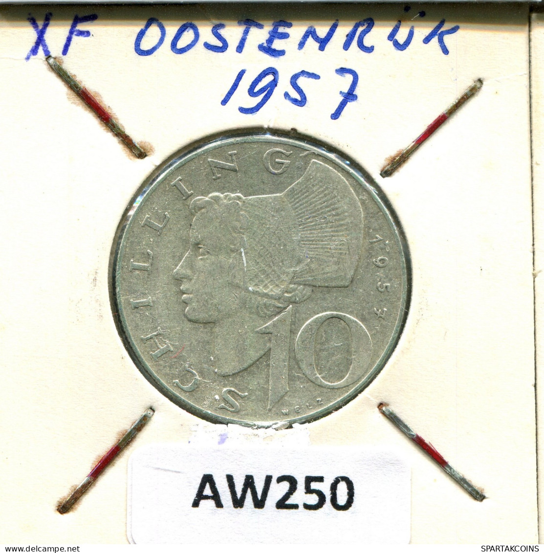 10 SCHILLING 1957 AUSTRIA Coin SILVER #AW250.U.A - Austria