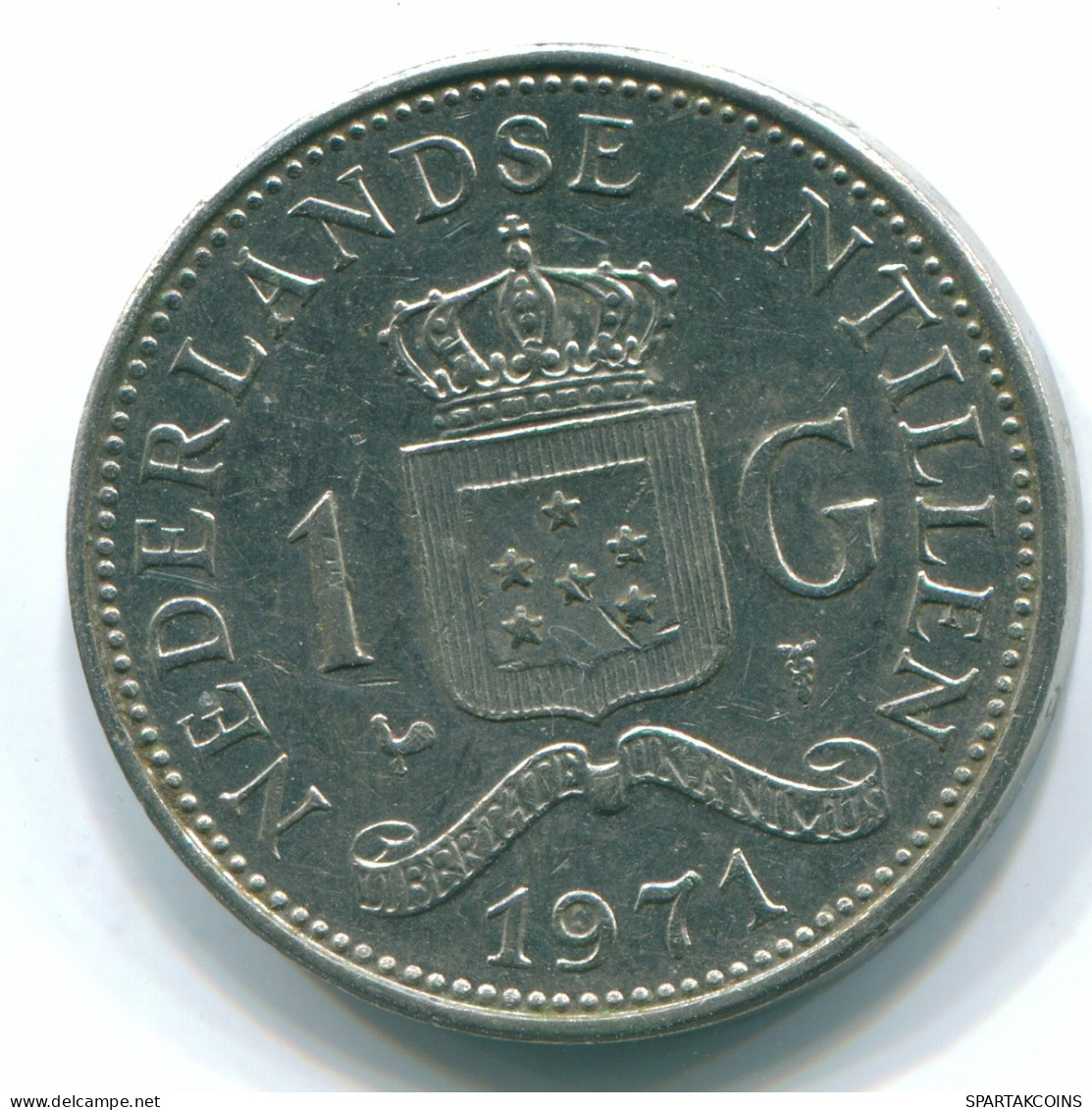 1 GULDEN 1971 ANTILLES NÉERLANDAISES Nickel Colonial Pièce #S11983.F.A - Nederlandse Antillen