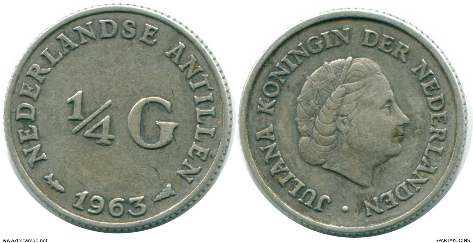 1/4 GULDEN 1963 NETHERLANDS ANTILLES SILVER Colonial Coin #NL11229.4.U.A - Nederlandse Antillen