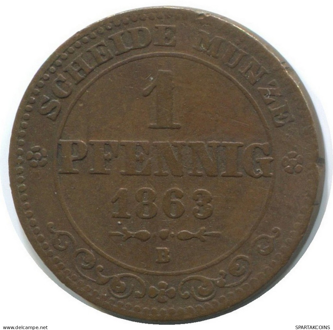 SAXONY 1 PFENNIG 1863 B Dresden Mint German States #DE10553.12.U.A - Altri & Non Classificati