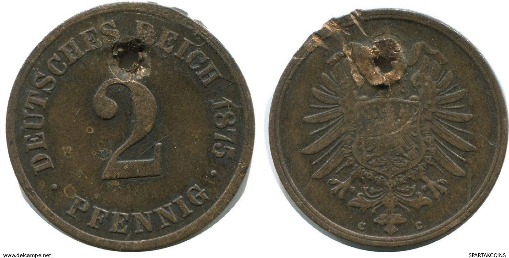 2 PFENNIG 1875 C GERMANY Coin #AD484.9.U.A - 2 Pfennig