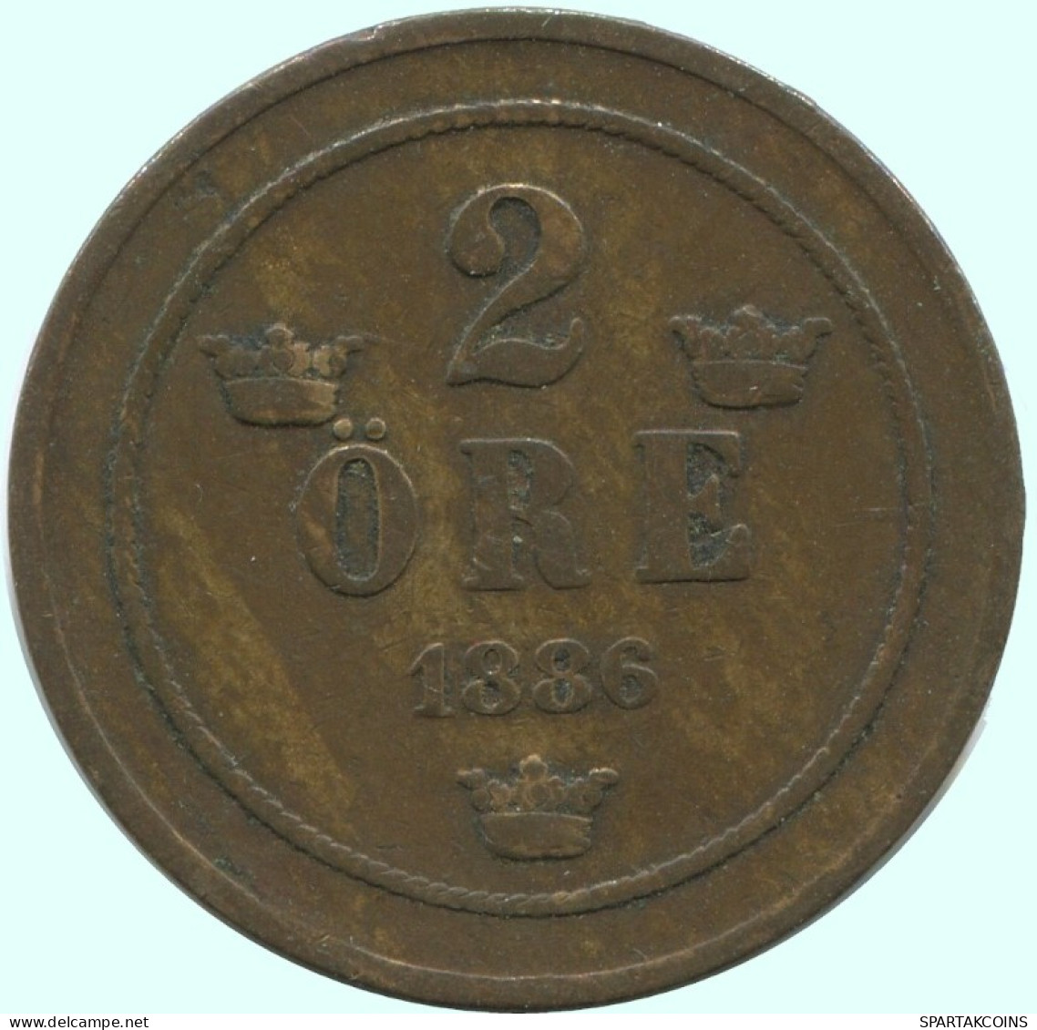 2 ORE 1886 SWEDEN Coin #AC923.2.U.A - Schweden