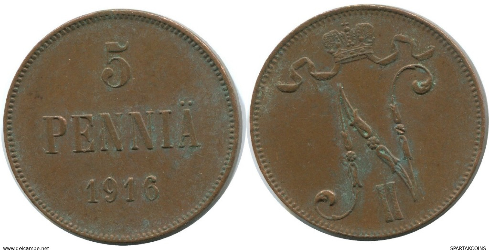 5 PENNIA 1916 FINLAND Coin RUSSIA EMPIRE #AB178.5.U.A - Finlandia