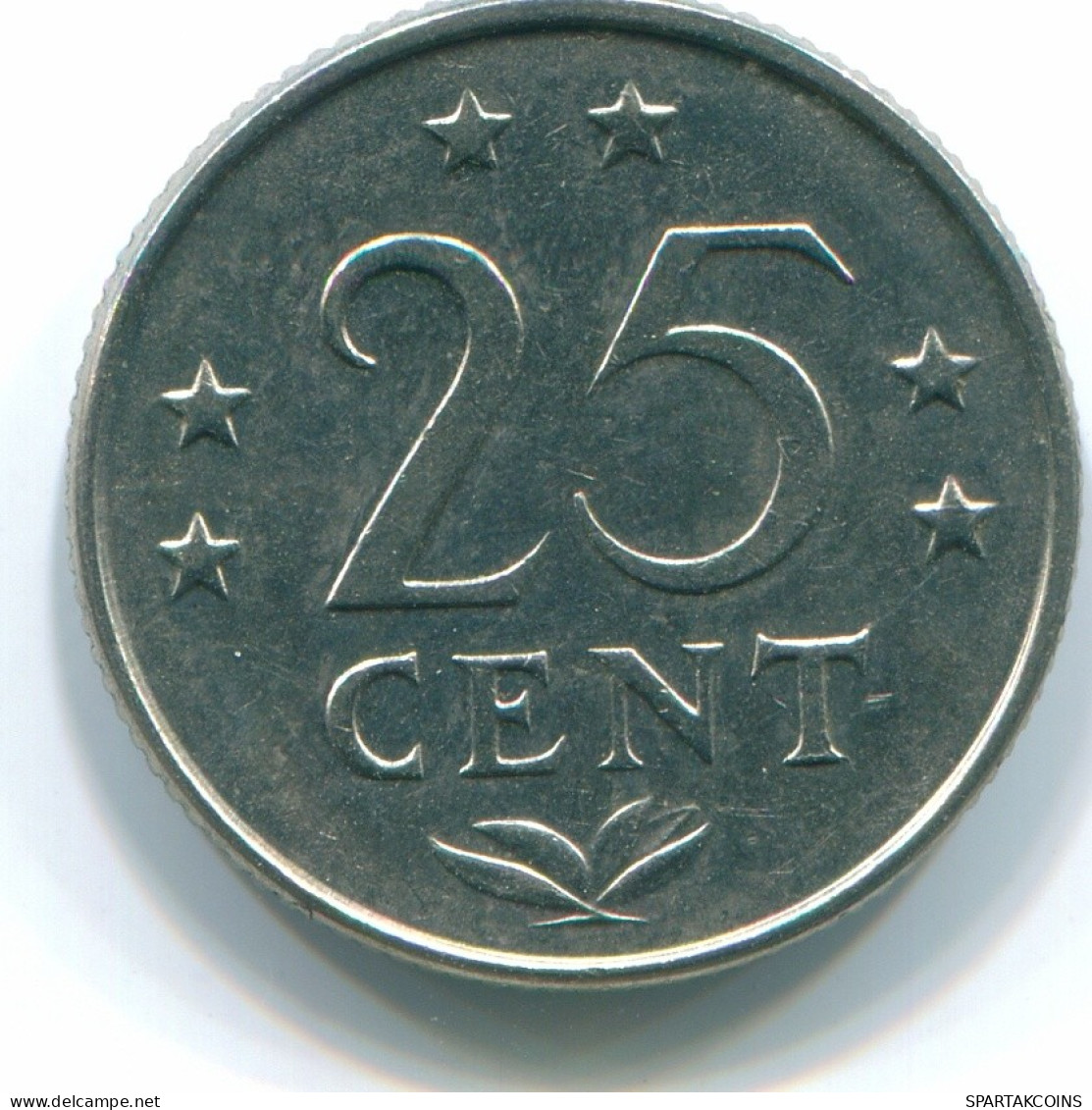25 CENTS 1975 NIEDERLÄNDISCHE ANTILLEN Nickel Koloniale Münze #S11623.D.A - Antille Olandesi