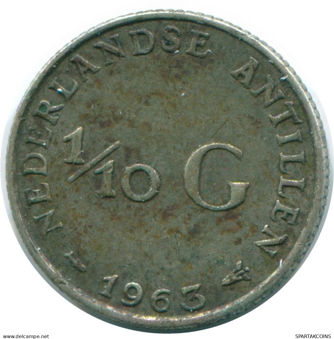 1/10 GULDEN 1963 NIEDERLÄNDISCHE ANTILLEN SILBER Koloniale Münze #NL12632.3.D.A - Antille Olandesi