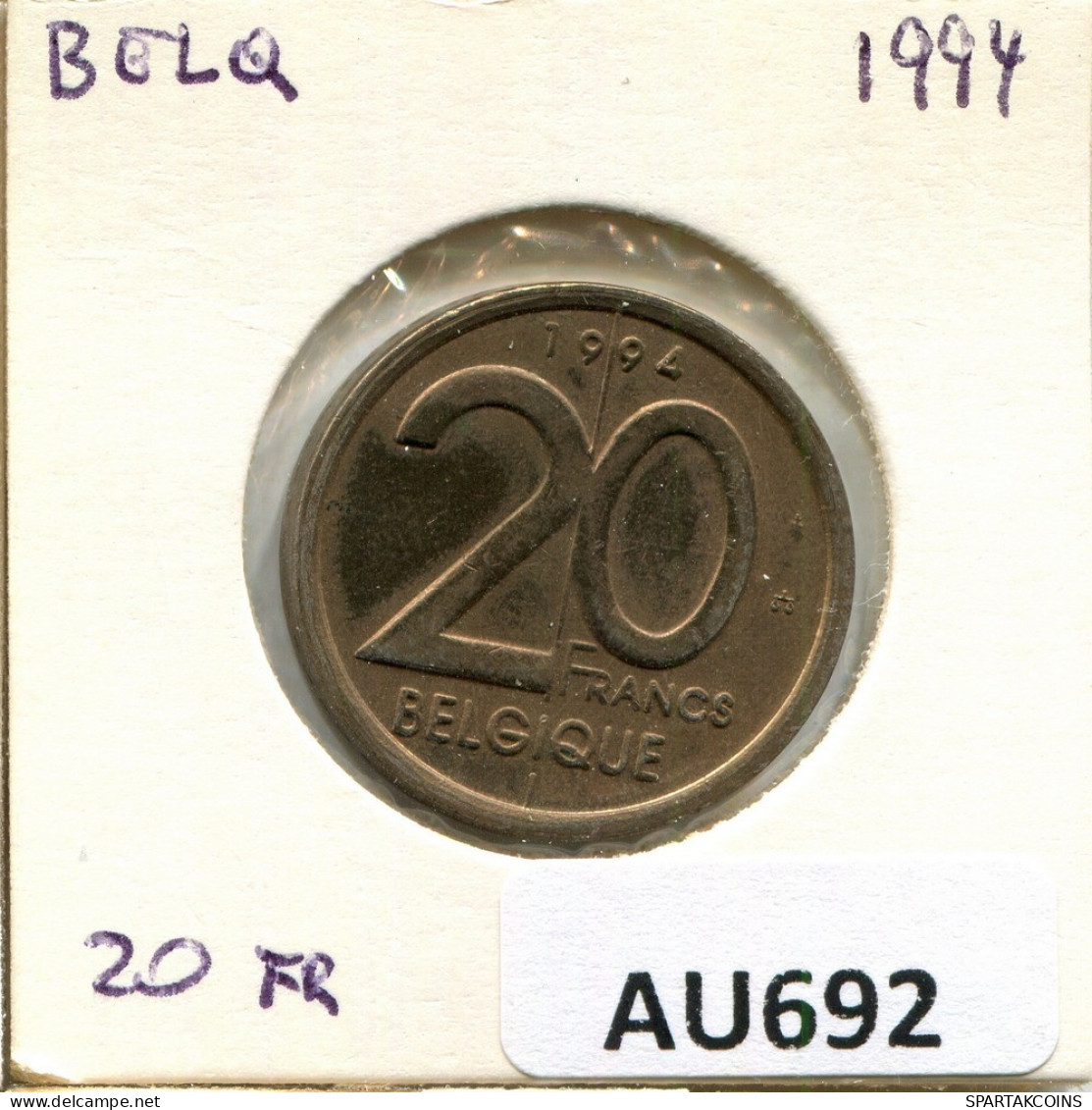 20 FRANCS 1994 FRENCH Text BÉLGICA BELGIUM Moneda #AU692.E.A - 20 Frank