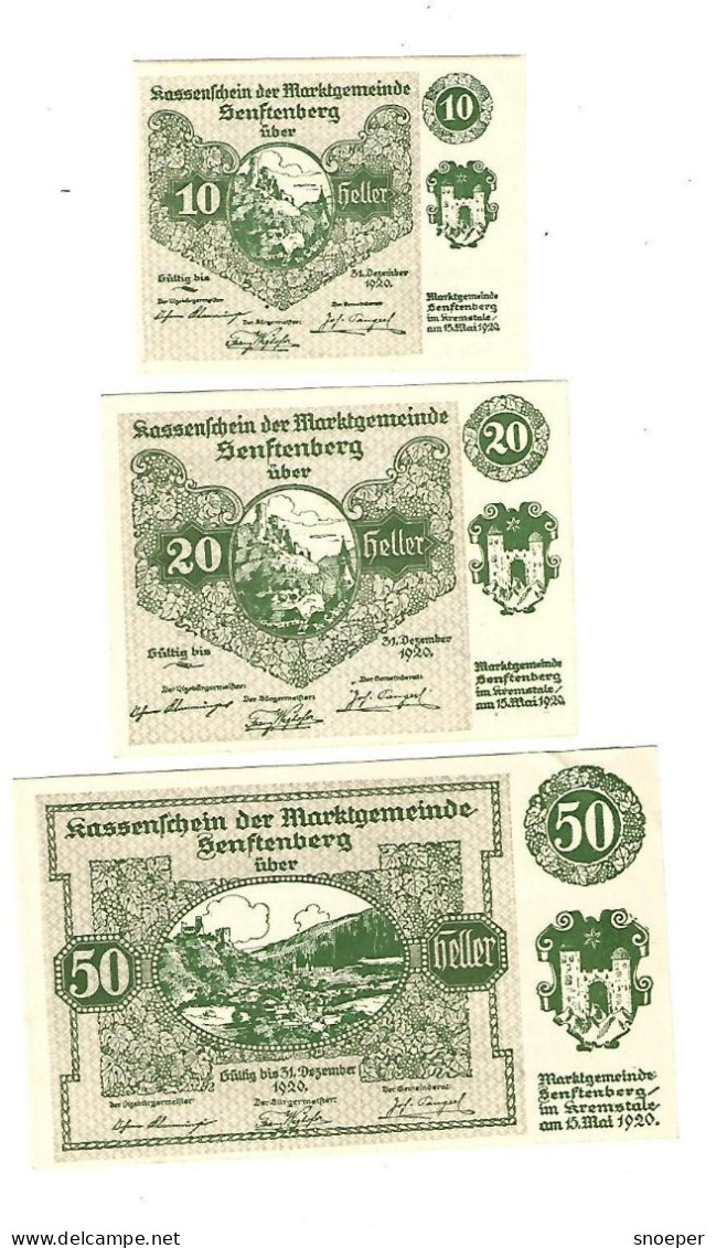 **notgeld   Austria Senftenberg  Serie Compleet 993.1c - Austria