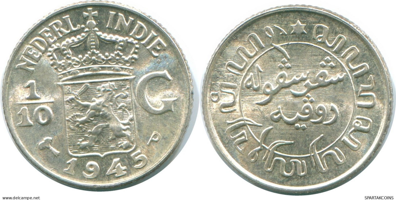 1/10 GULDEN 1945 P INDIAS ORIENTALES DE LOS PAÍSES BAJOS PLATA #NL14005.3.E.A - Indes Néerlandaises