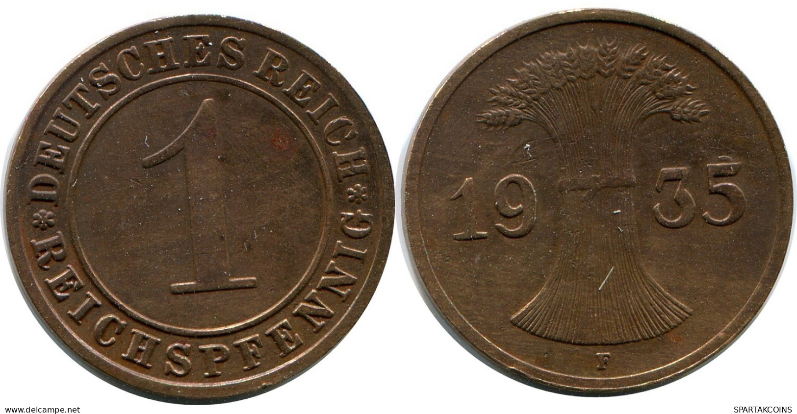 1 REICHSPFENNIG 1935 F GERMANY Coin #DB800.U.A - 1 Reichspfennig