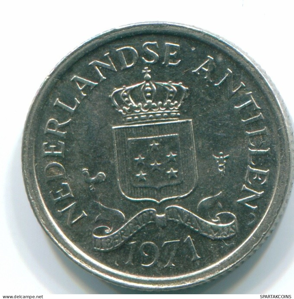 10 CENTS 1971 ANTILLAS NEERLANDESAS Nickel Colonial Moneda #S13490.E.A - Antille Olandesi