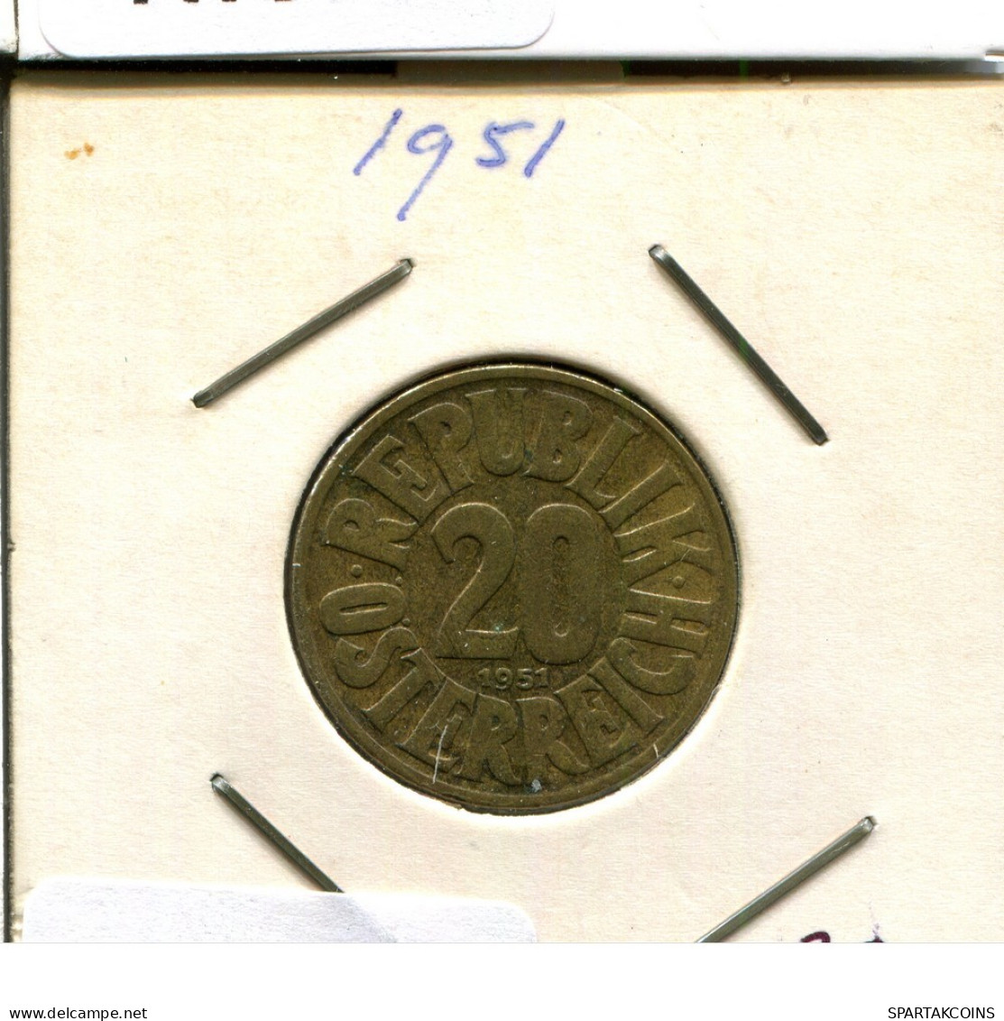 20 GROSCHEN 1951 AUSTRIA Coin #AT579.U.A - Oostenrijk