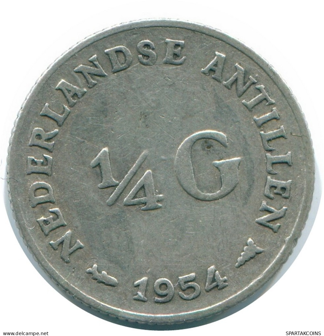 1/4 GULDEN 1954 NETHERLANDS ANTILLES SILVER Colonial Coin #NL10855.4.U.A - Netherlands Antilles