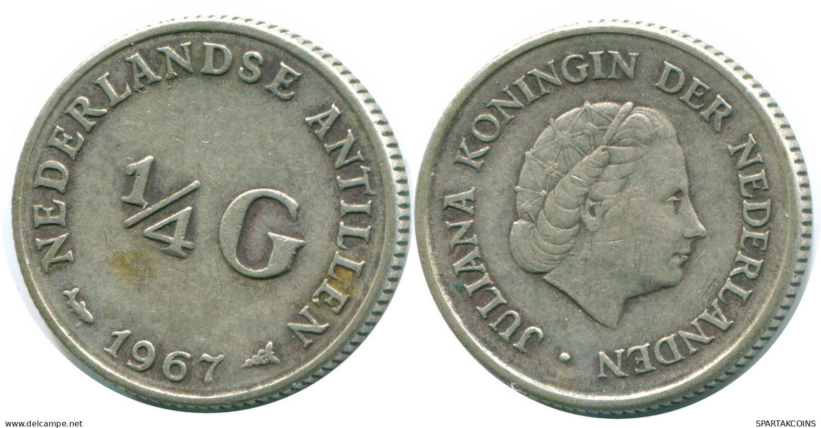 1/4 GULDEN 1967 ANTILLAS NEERLANDESAS PLATA Colonial Moneda #NL11583.4.E.A - Antille Olandesi