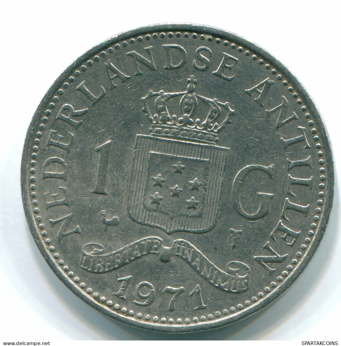 1 GULDEN 1971 ANTILLES NÉERLANDAISES Nickel Colonial Pièce #S11942.F.A - Antille Olandesi