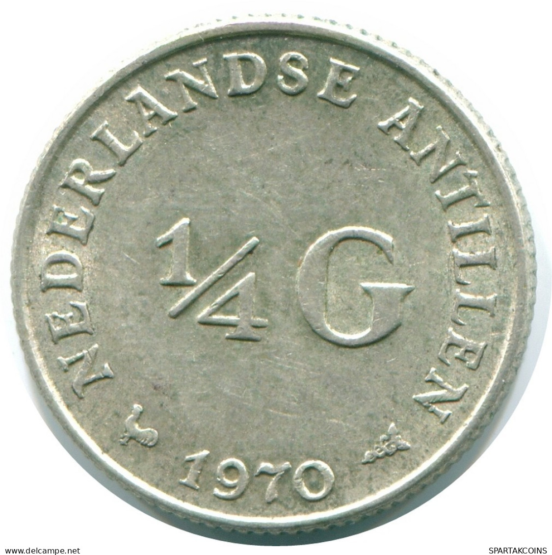 1/4 GULDEN 1970 ANTILLES NÉERLANDAISES ARGENT Colonial Pièce #NL11665.4.F.A - Antille Olandesi