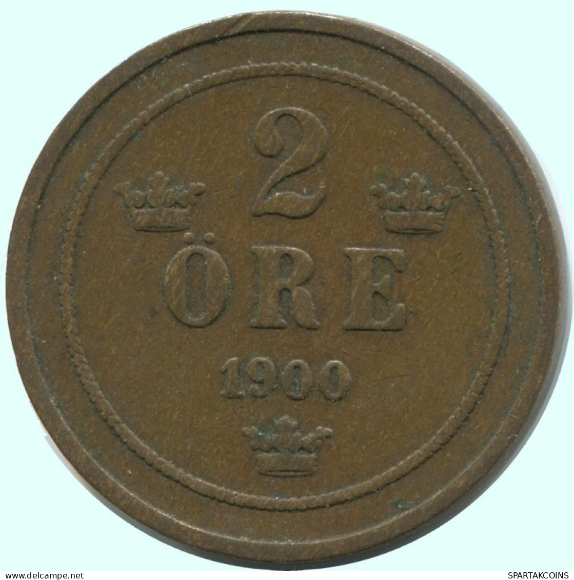 2 ORE 1900 SWEDEN Coin #AC903.2.U.A - Suecia