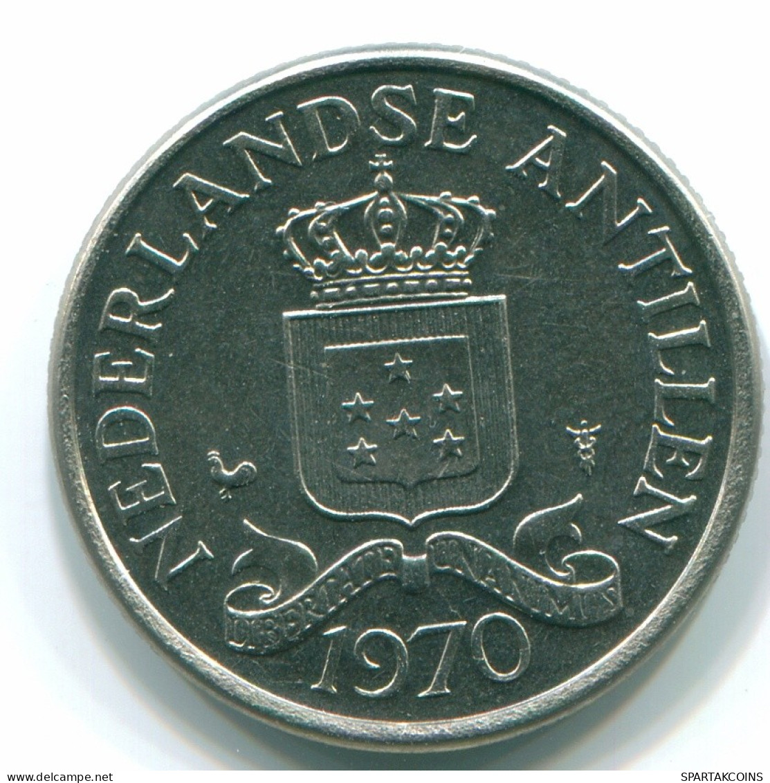 25 CENTS 1970 NETHERLANDS ANTILLES Nickel Colonial Coin #S11430.U.A - Antille Olandesi