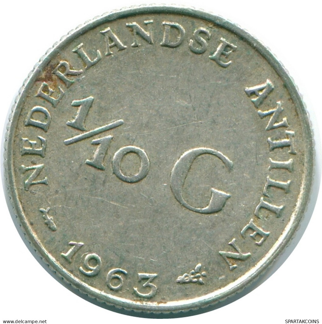 1/10 GULDEN 1963 ANTILLAS NEERLANDESAS PLATA Colonial Moneda #NL12559.3.E.A - Antilles Néerlandaises