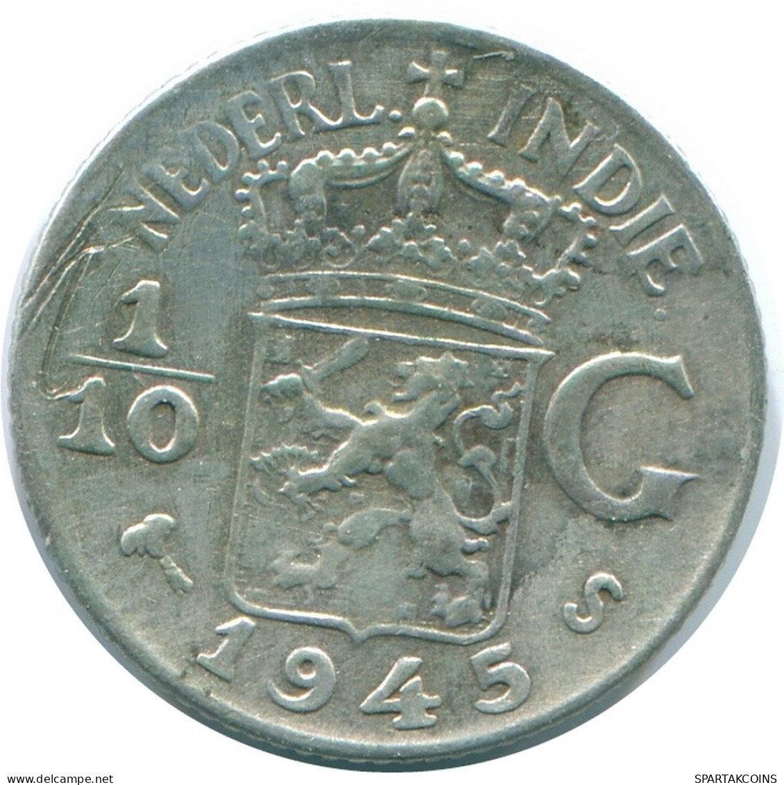 1/10 GULDEN 1945 S NETHERLANDS EAST INDIES SILVER Colonial Coin #NL14120.3.U.A - Niederländisch-Indien