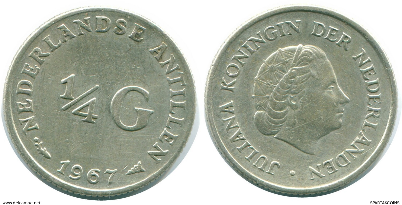 1/4 GULDEN 1967 ANTILLAS NEERLANDESAS PLATA Colonial Moneda #NL11477.4.E.A - Niederländische Antillen