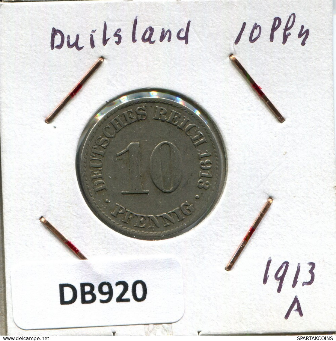 10 PFENNIG 1913 A DEUTSCHLAND Münze GERMANY #DB920.D.A - 10 Pfennig