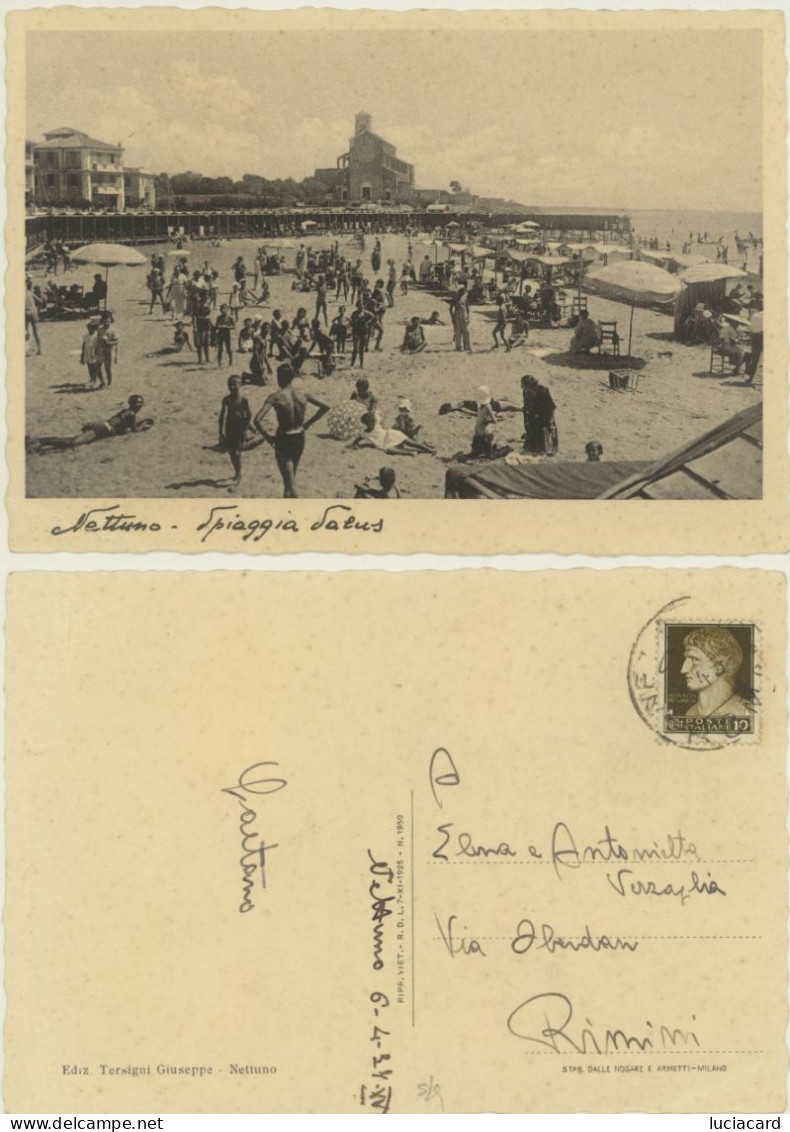 NETTUNO -ROMA - SPIAGGIA SALUS ANIMATA -VIAGG.1937 - Autres & Non Classés