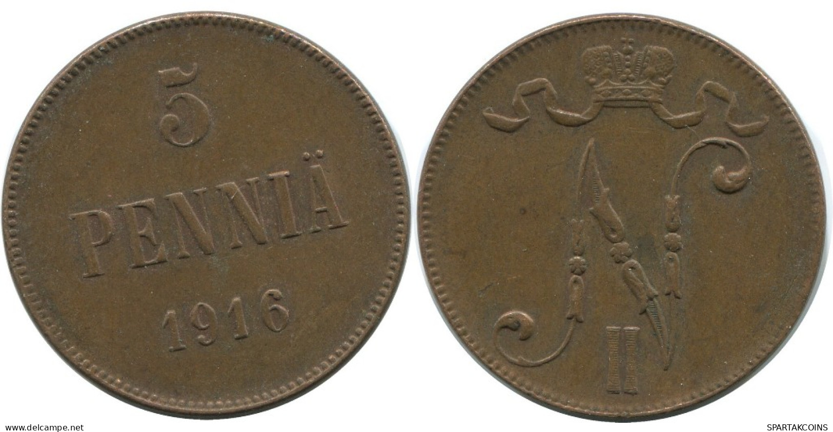 5 PENNIA 1916 FINLAND Coin RUSSIA EMPIRE #AB229.5.U.A - Finnland